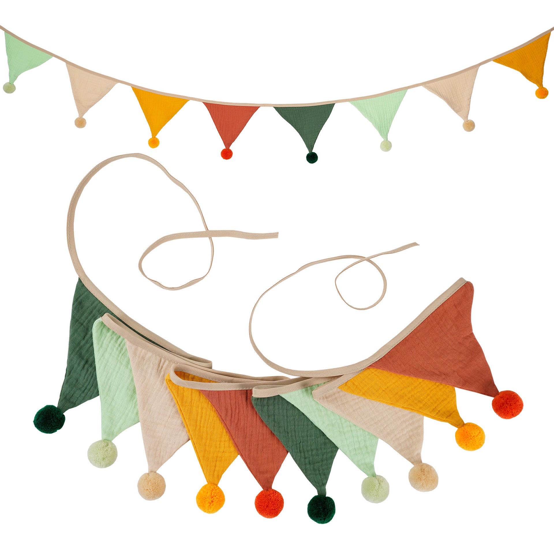 Cotton Triangle Flag Garland | Minimal Party & Kids Room Decor