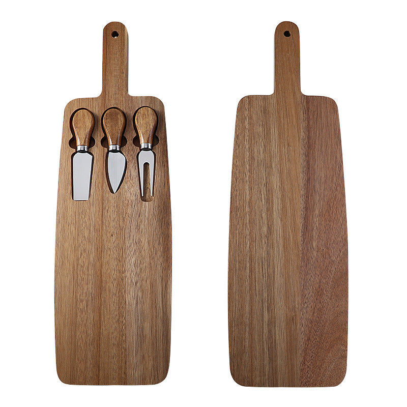 Acacia Wood Cheese Board Set with 3 Stainless Steel Cheese Knives
