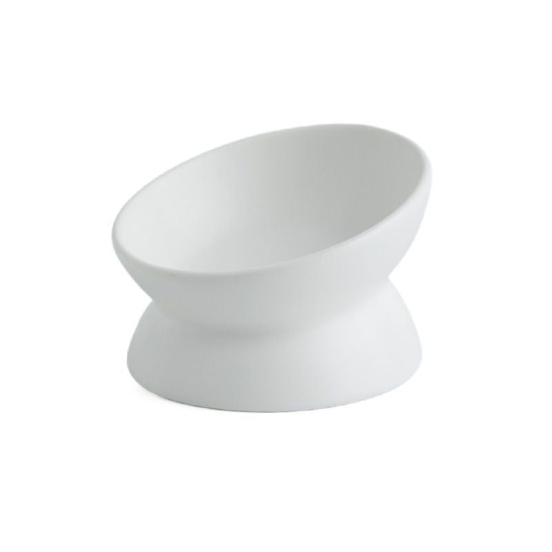 Elevated Tilted Ceramic Pet Bowl | Anti-Knock, Neck-Protecting, Non-Slip Food Bowl for Cats & Small Dogs