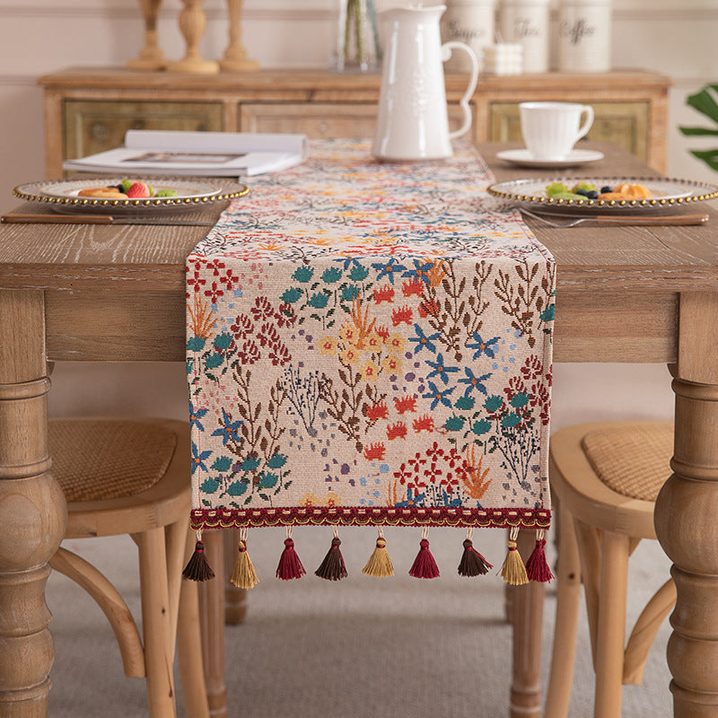 Bohemian Jacquard Table Runner with Tassels
