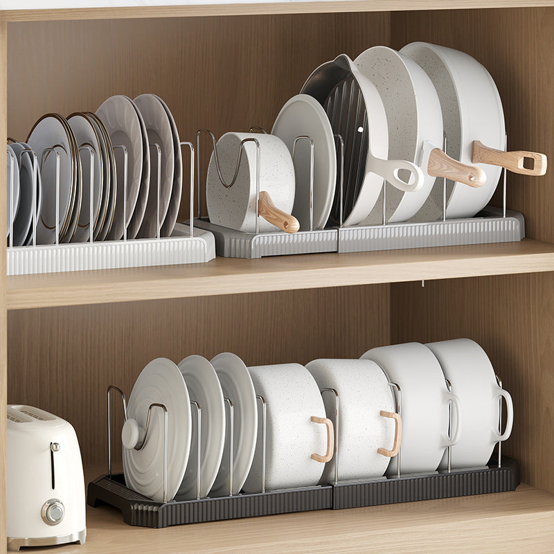 Retractable Pot Rack & Plate Organizer