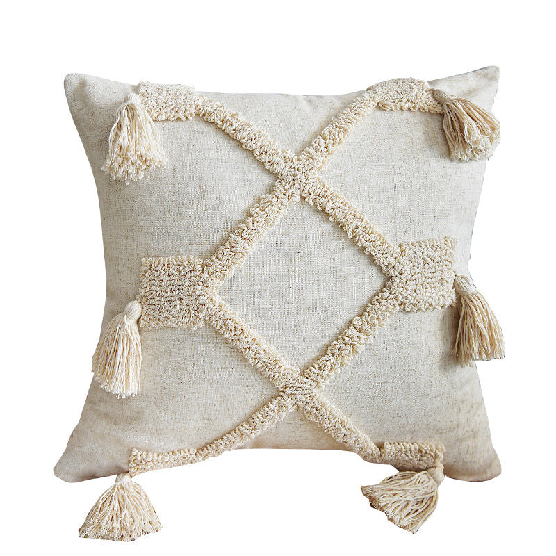Boho Cotton Cushion Cover with Tassels