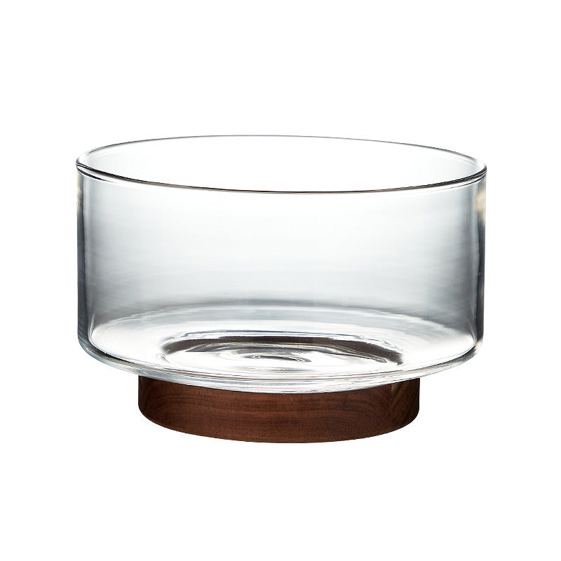 Glass Bowl with Wooden Base