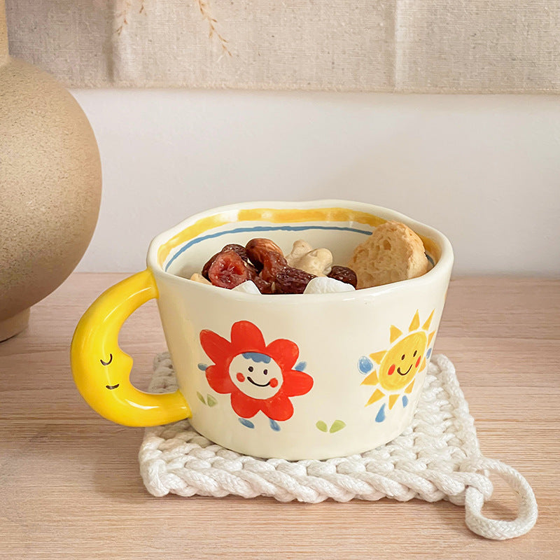 Moon Handle Ceramic Mug | Cute Handcrafted Coffee Cup