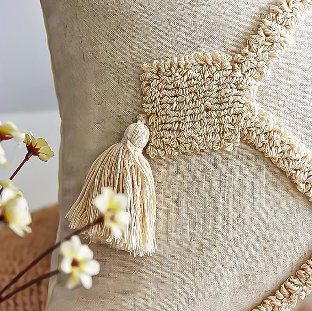 Boho Cotton Cushion Cover with Tassels