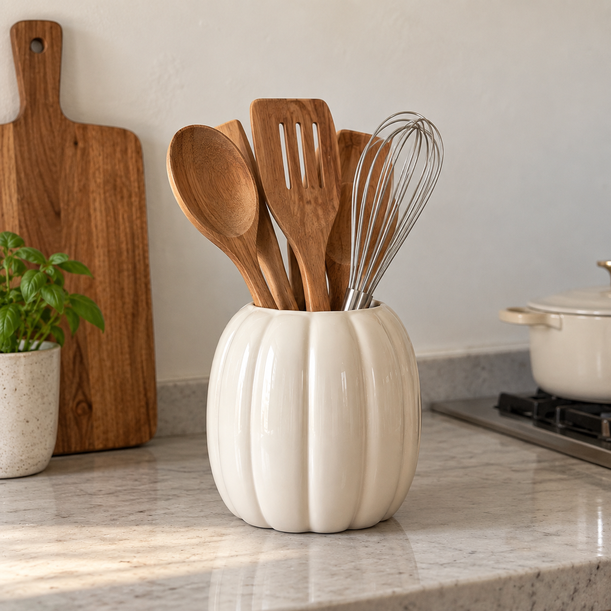 White Ceramic Pumpkin Vase