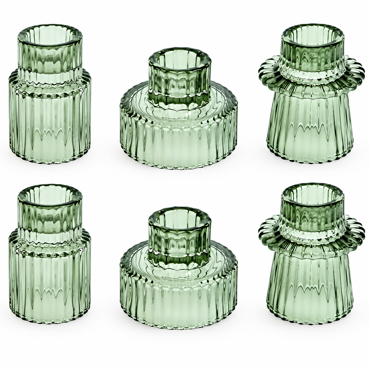 Ribbed Glass Candle Holders