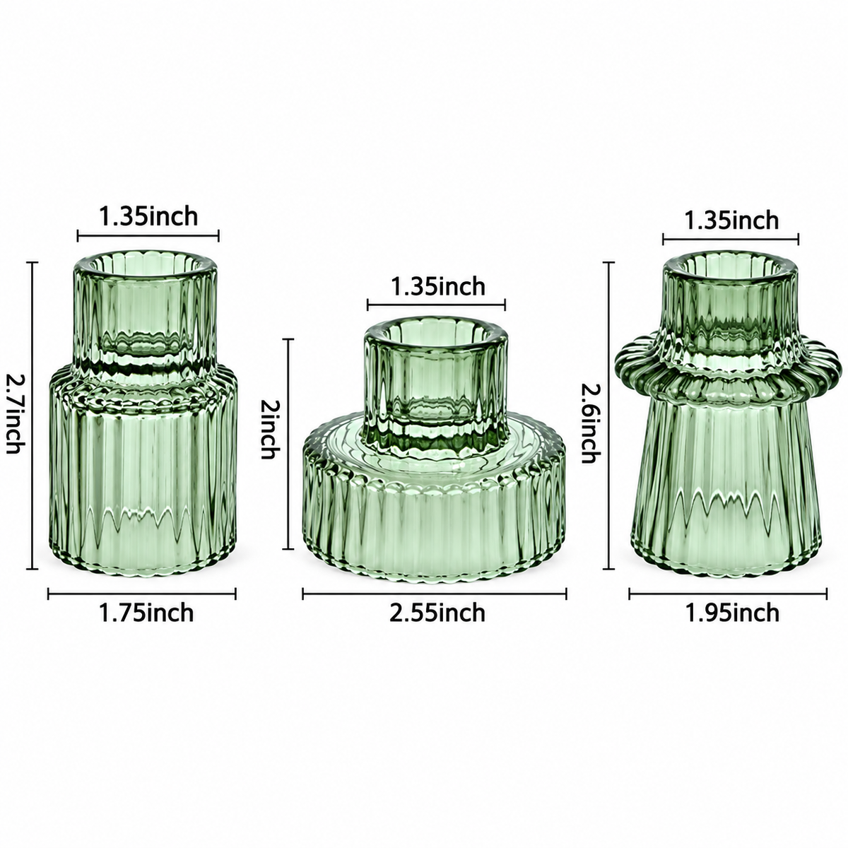 Ribbed Glass Candle Holders