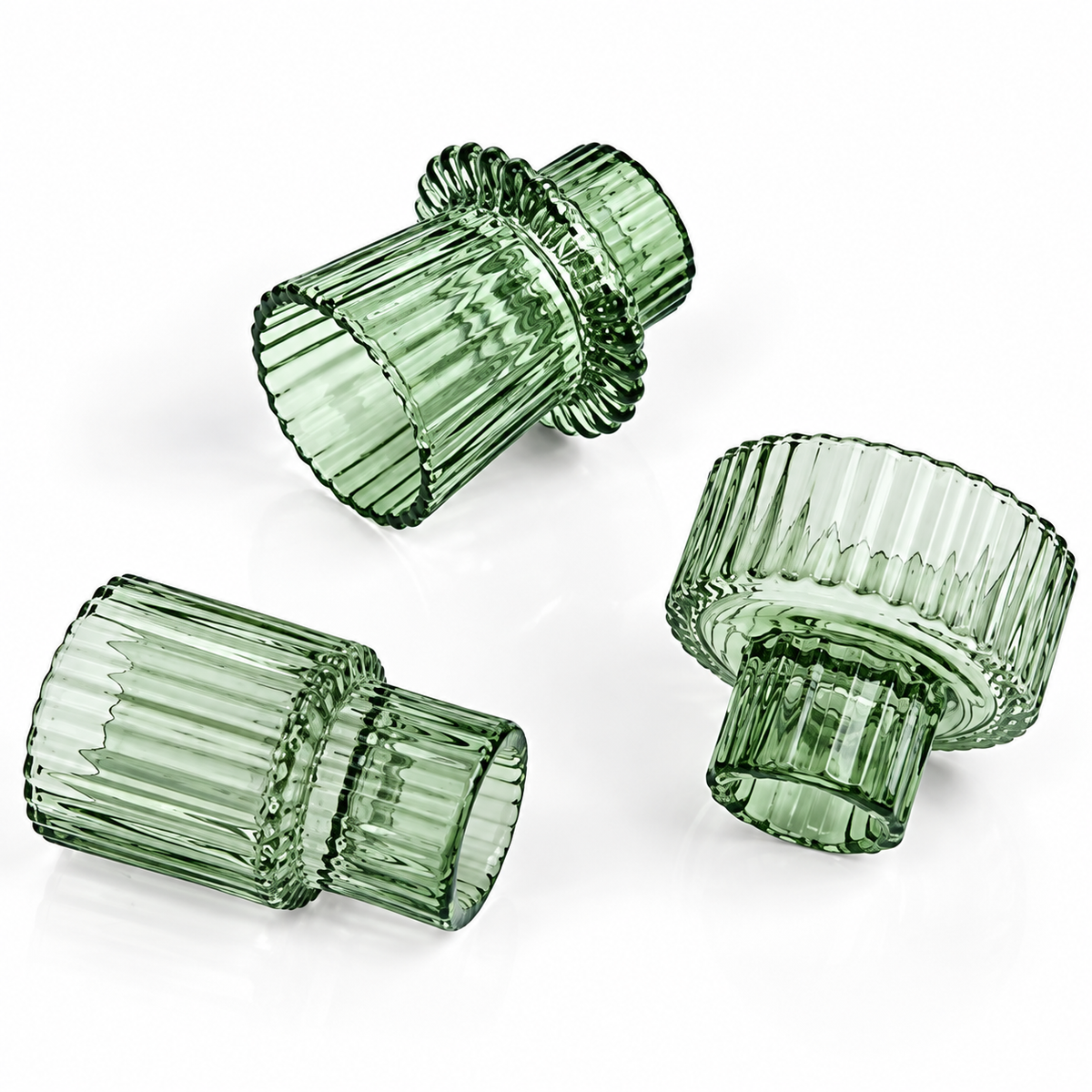 Ribbed Glass Candle Holders