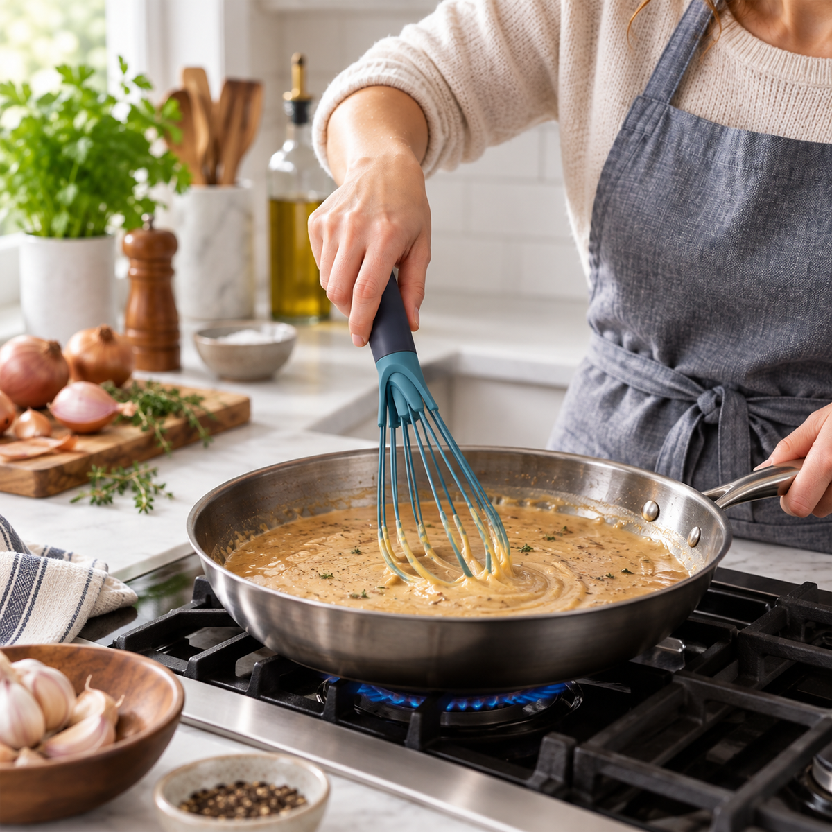 Rotating Kitchen Whisk – Collapsible 2-in-1 Design