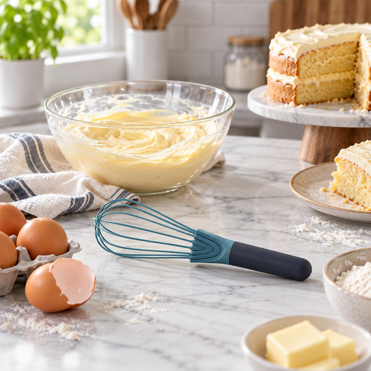 Rotating Kitchen Whisk – Collapsible 2-in-1 Design