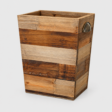 Rustic Wooden Wastebasket