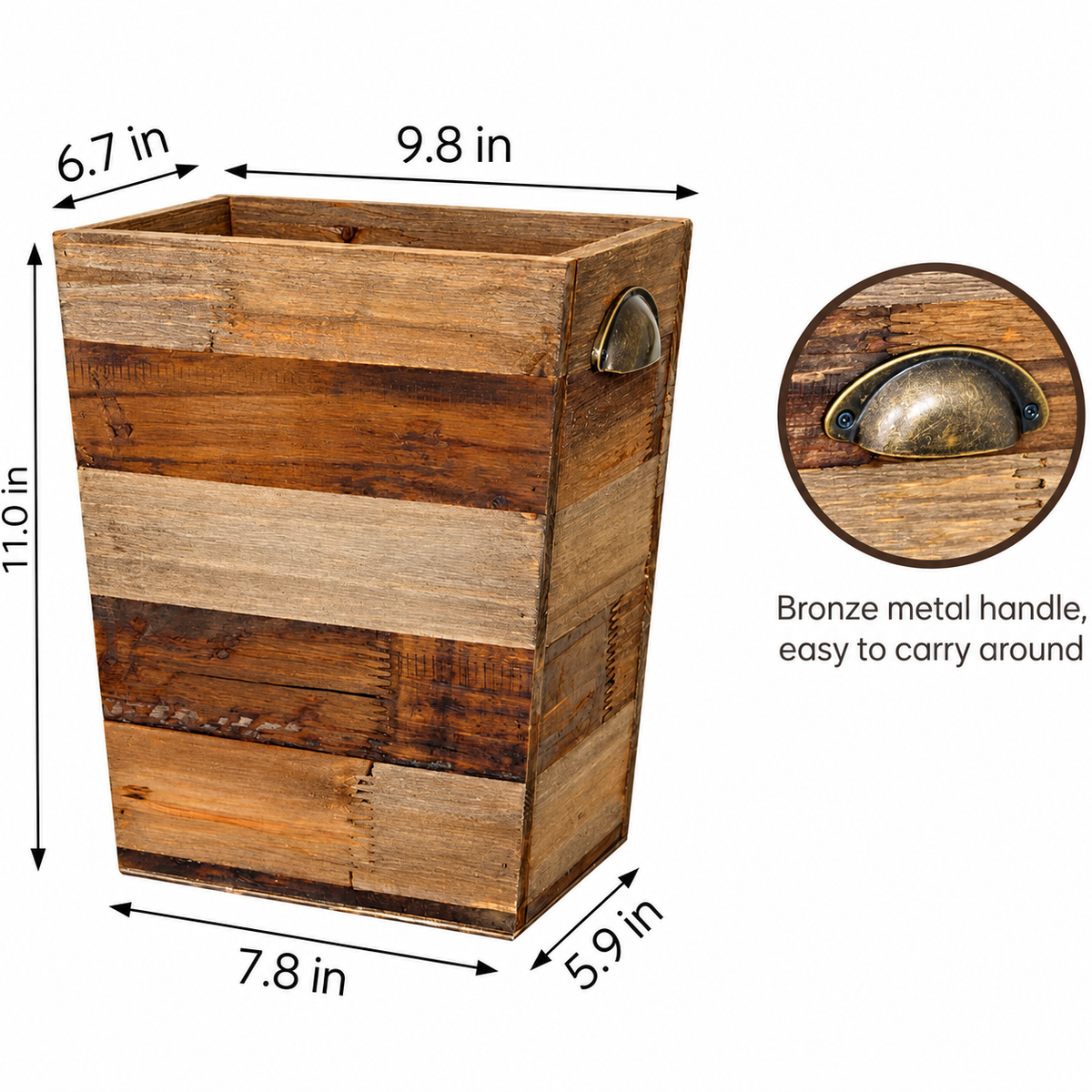Rustic Wooden Wastebasket