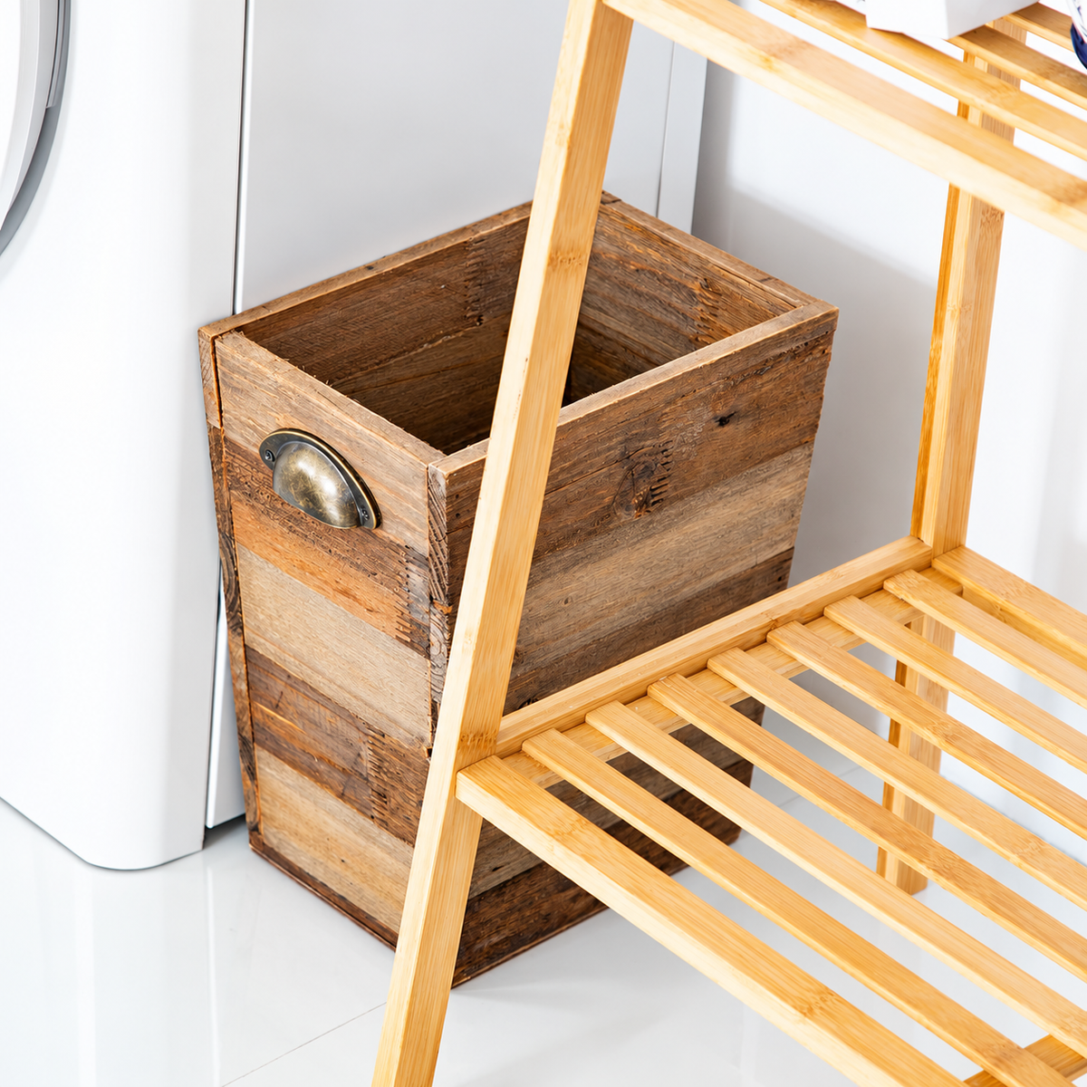 Rustic Wooden Wastebasket