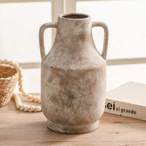 Rustic Ceramic Vase - Two Handle Terracotta Design