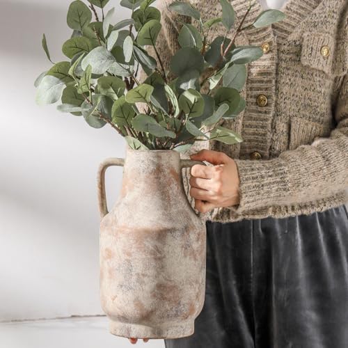 Rustic Ceramic Vase - Two Handle Terracotta Design