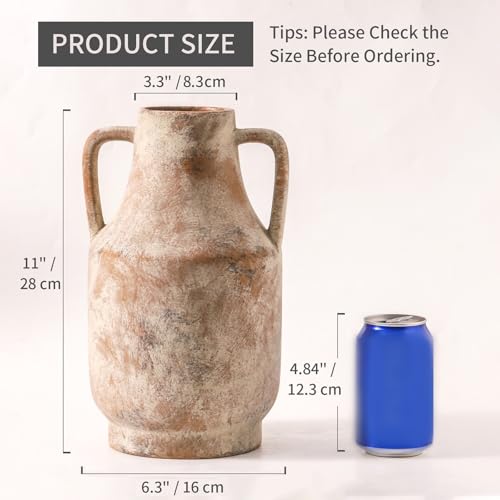 Rustic Ceramic Vase - Two Handle Terracotta Design