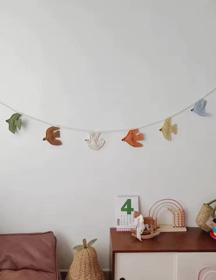 Fabric Bird Garland | Nursery & Kids Room Wall Decor