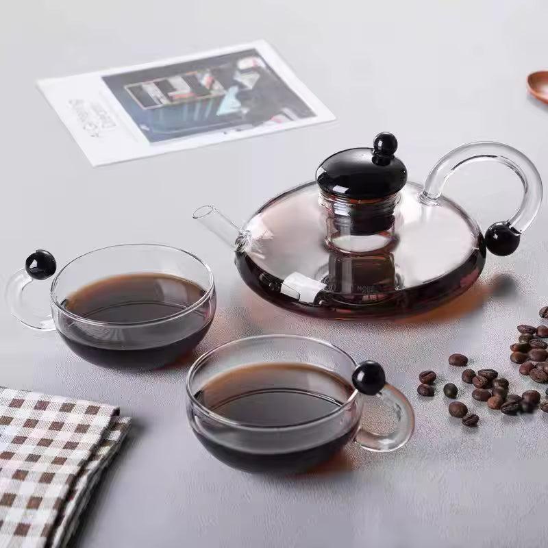 Nordic High-Borosilicate Glass Teapot | Mouse Tail Handle