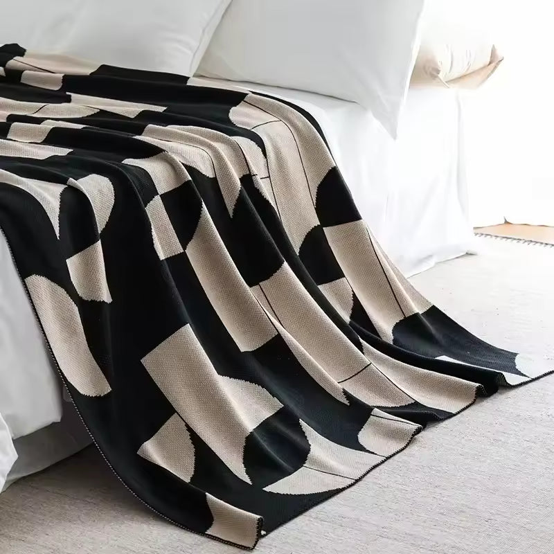 Nordic Geometric Knitted Blanket