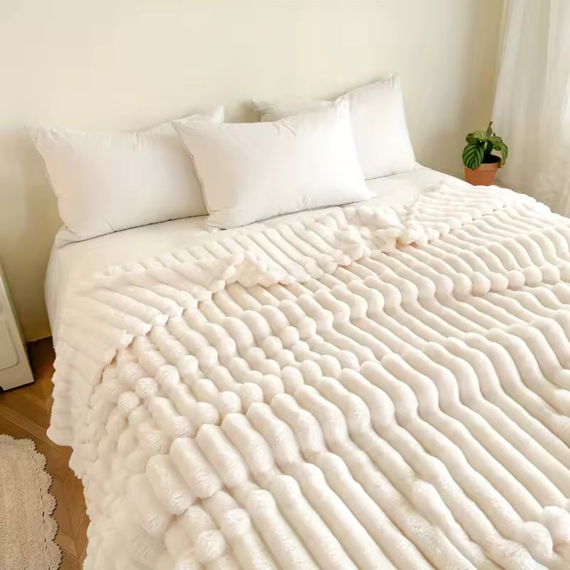 Premium Plush Knitted Blanket  for Sofa & Bed