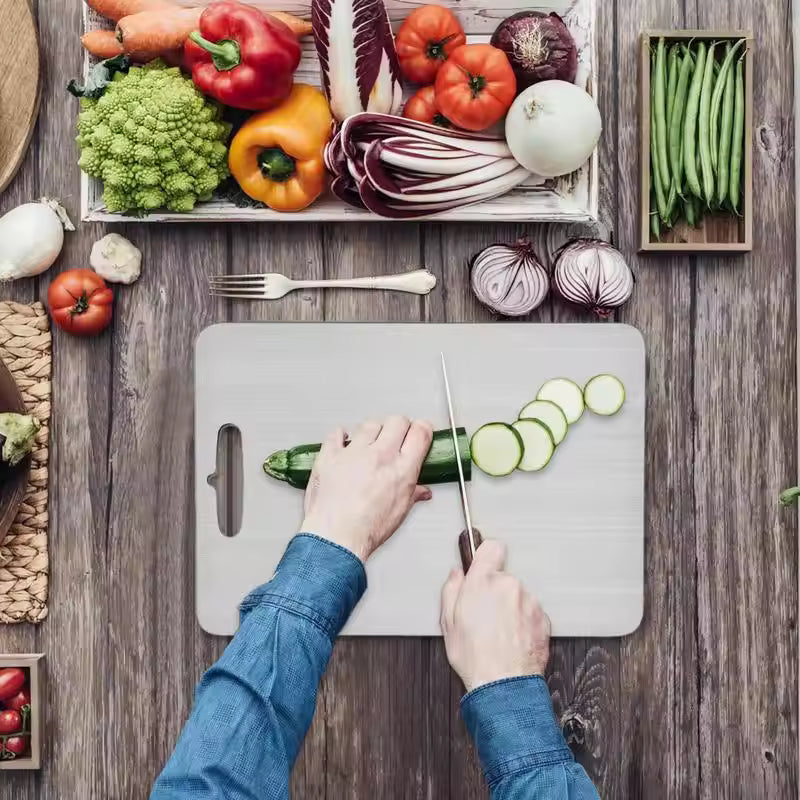 Anti-Slip Stainless Steel Cutting Board with Silicone Corners