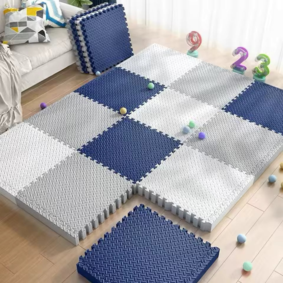 Interlocking Foam Floor Mats | Baby Play & Crawling Puzzle Tiles 8 pcs set