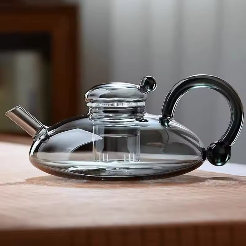 Nordic High-Borosilicate Glass Teapot | Mouse Tail Handle