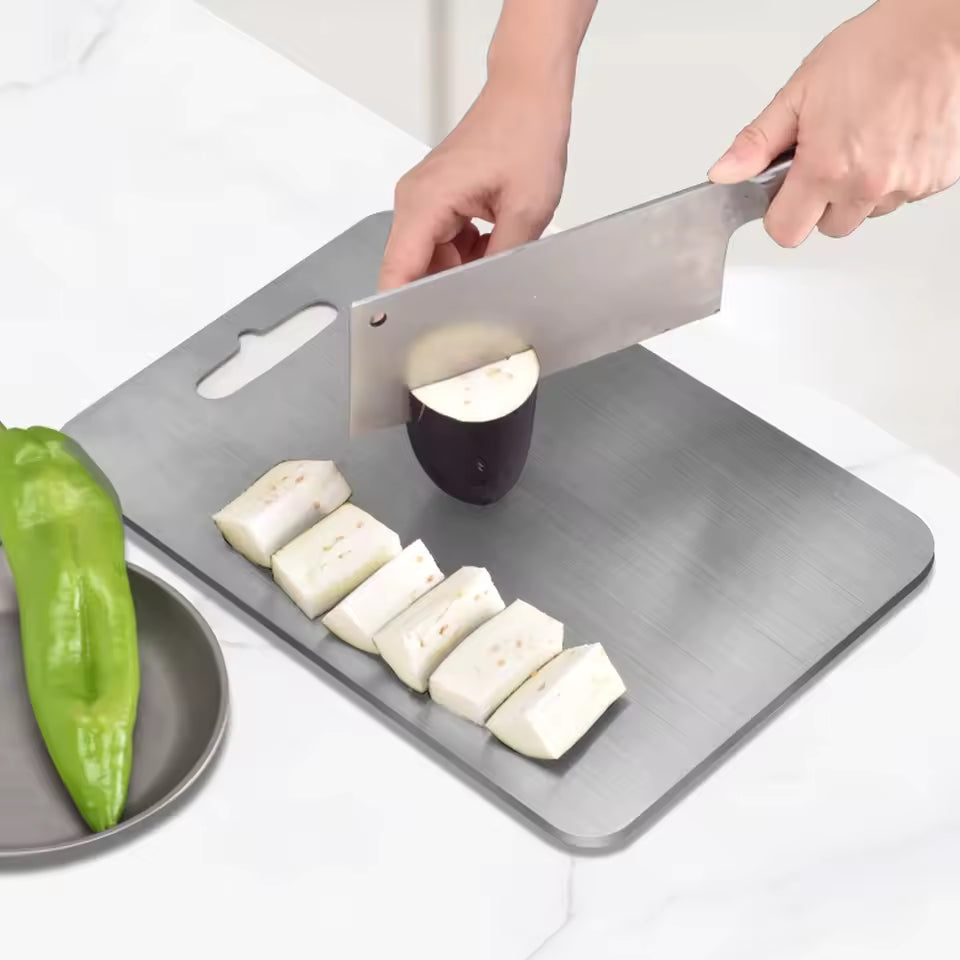 Anti-Slip Stainless Steel Cutting Board with Silicone Corners