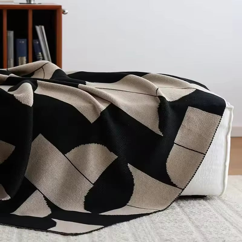 Nordic Geometric Knitted Blanket