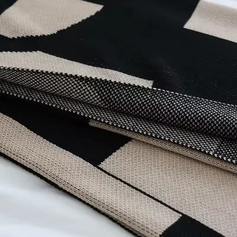Nordic Geometric Knitted Blanket