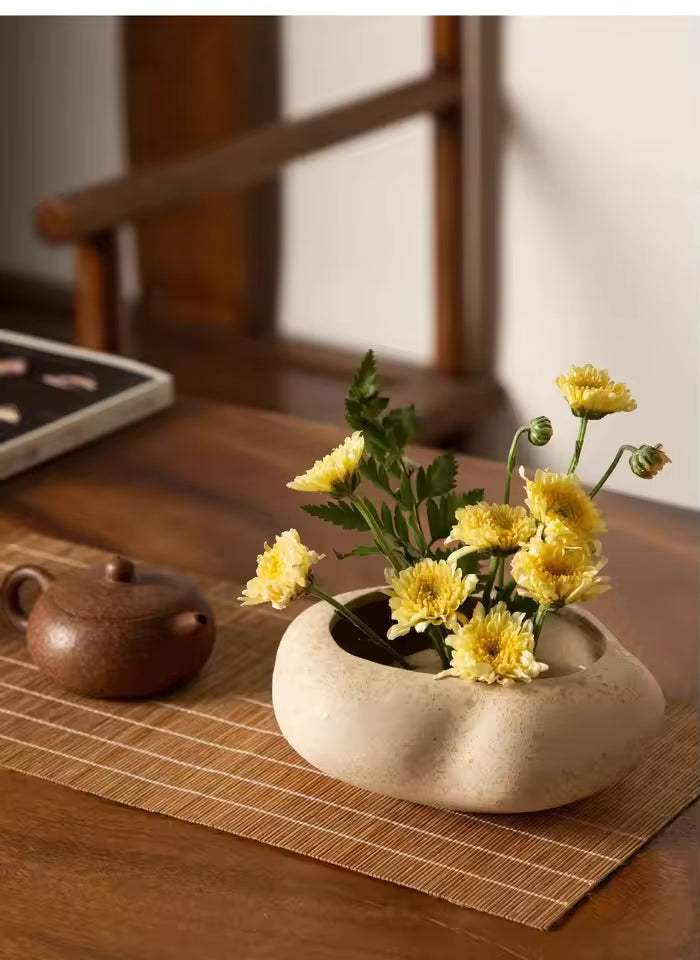 Japanese Ohara-Style Stoneware Flower Vessel