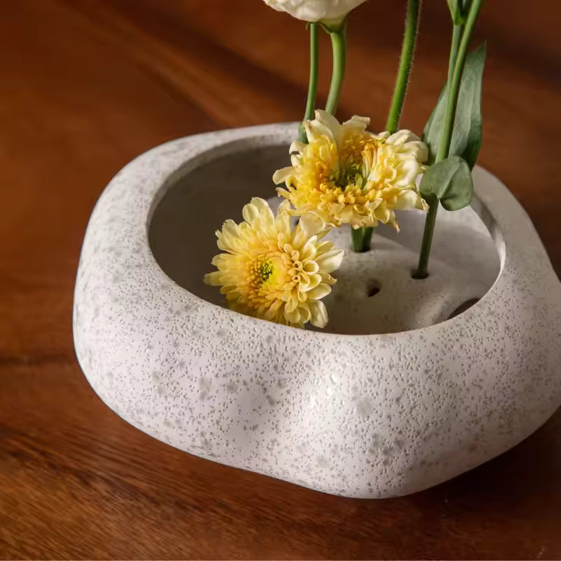 Japanese Ohara-Style Stoneware Flower Vessel
