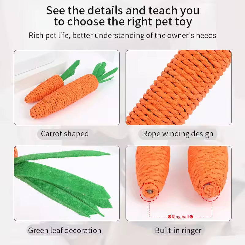 Carrot Cat Toy with Bell | Interactive Kitten Chew & Play Stick