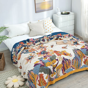Reversible Cotton Boho Throw Blanket - Available in 3 Sizes