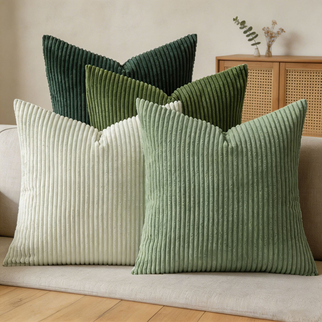 Corduroy Throw Pillow Covers Set of 4