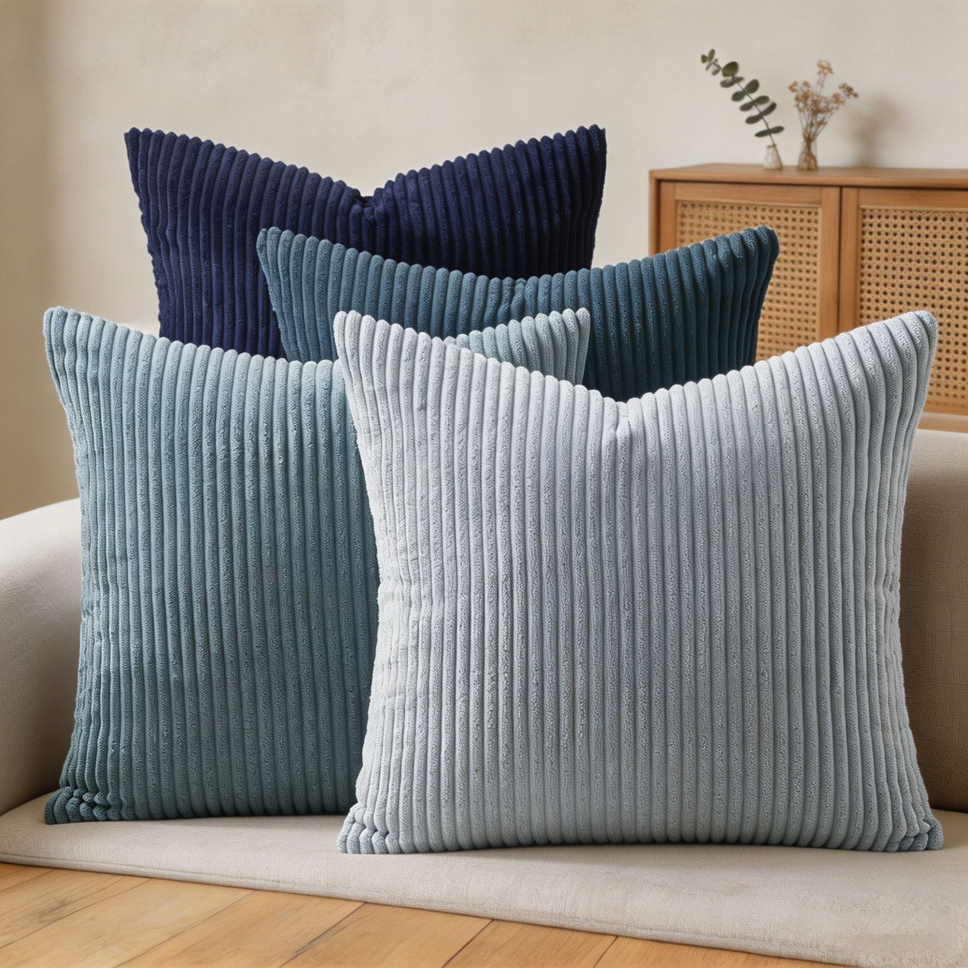 Corduroy Throw Pillow Covers Set of 4