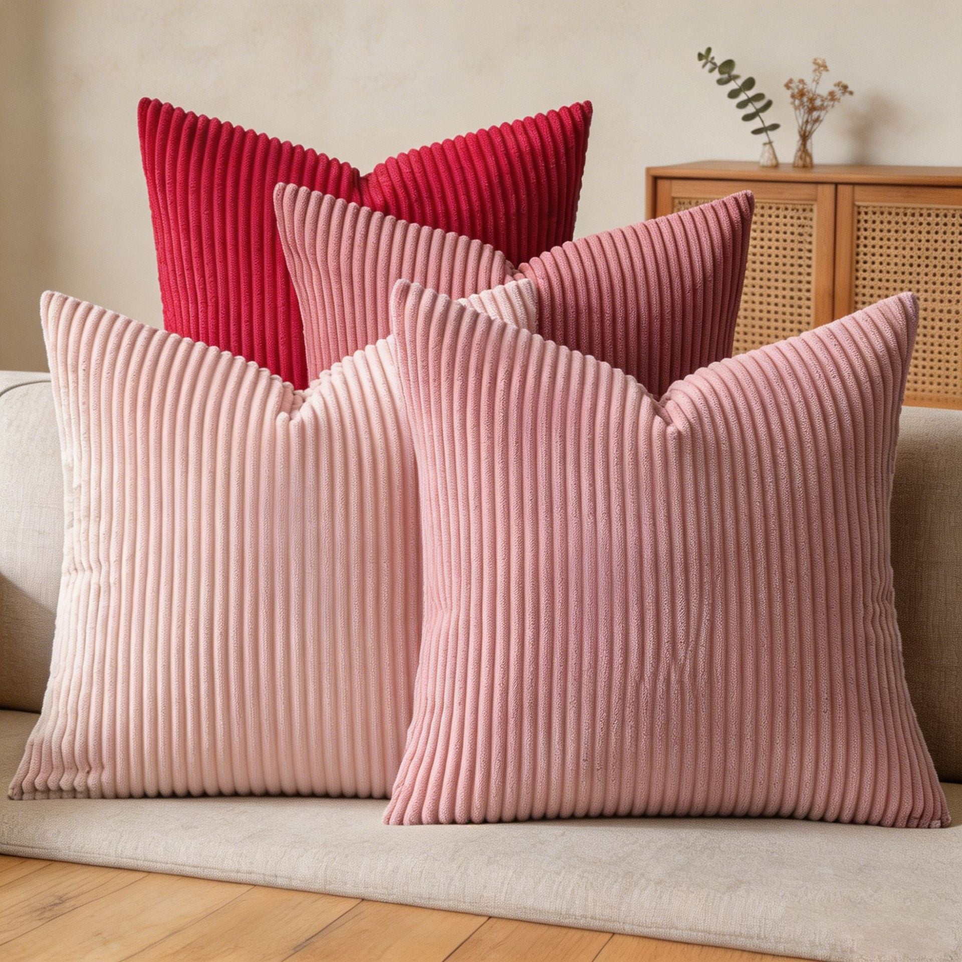 Corduroy Throw Pillow Covers Set of 4