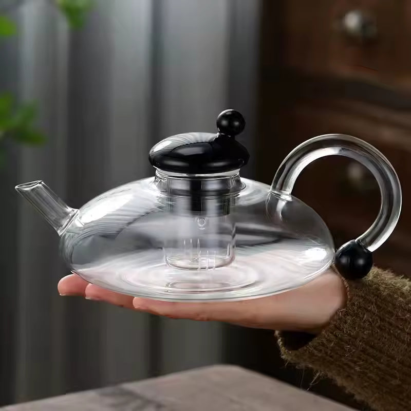 Nordic High-Borosilicate Glass Teapot | Mouse Tail Handle