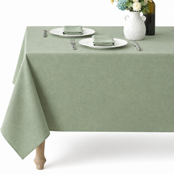 Sage Green Tablecloth - Waterproof Linen Texture