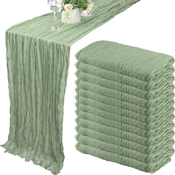 Sage Green Cheesecloth Table Runner