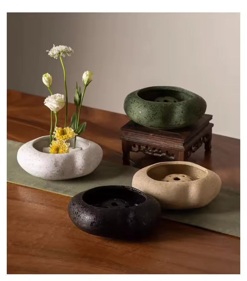 Japanese Ohara-Style Stoneware Flower Vessel