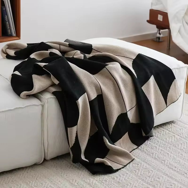 Nordic Geometric Knitted Blanket