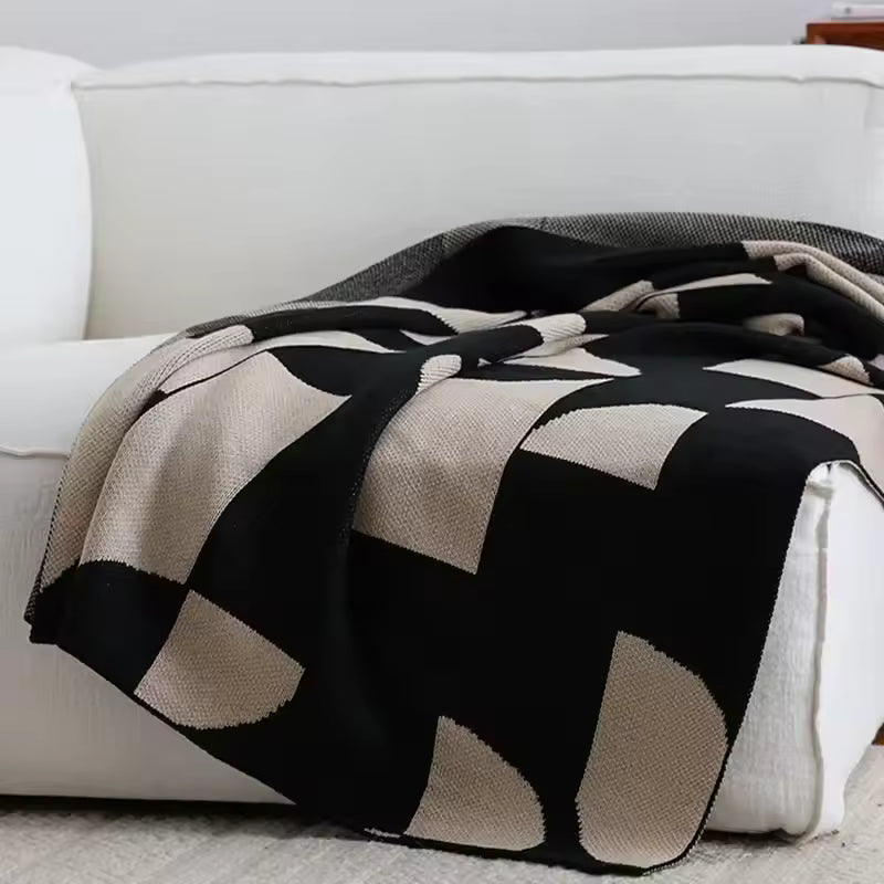 Nordic Geometric Knitted Blanket