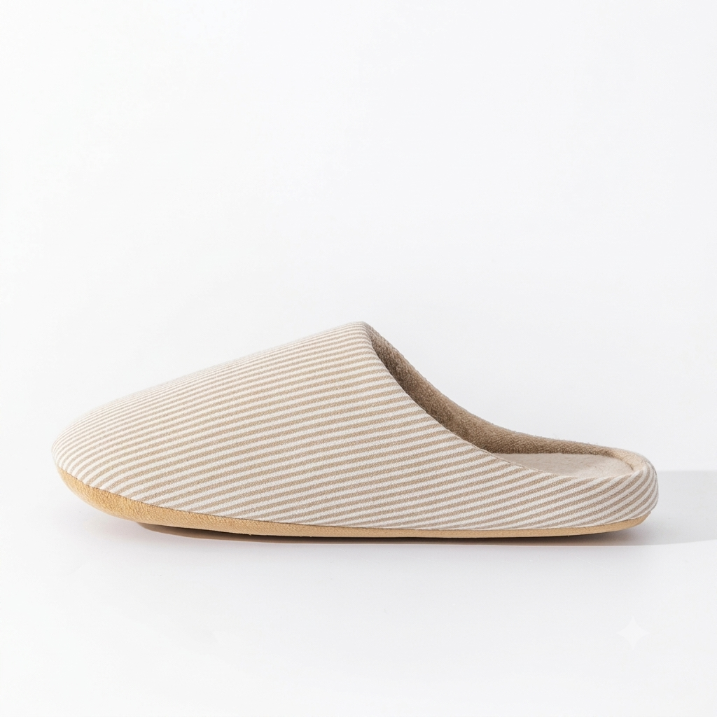 Cotton Home Slippers – Soft Striped Non-Slip Indoor Slides