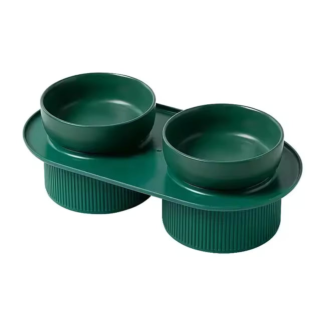 Double Elevated Ceramic Cat Bowl With Non-Slip Stand