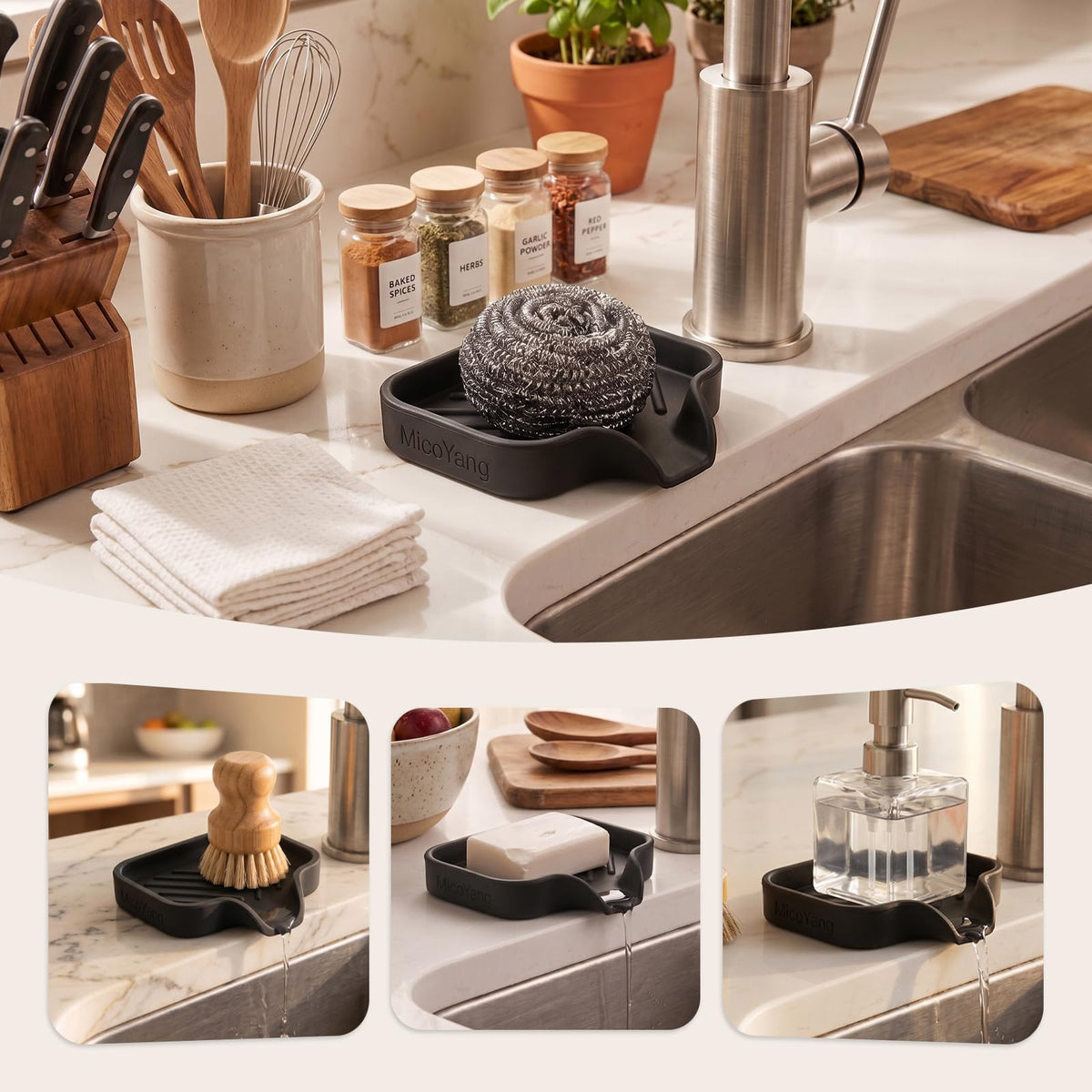 Silicone Soap Dish - Self-Draining Sink Tray