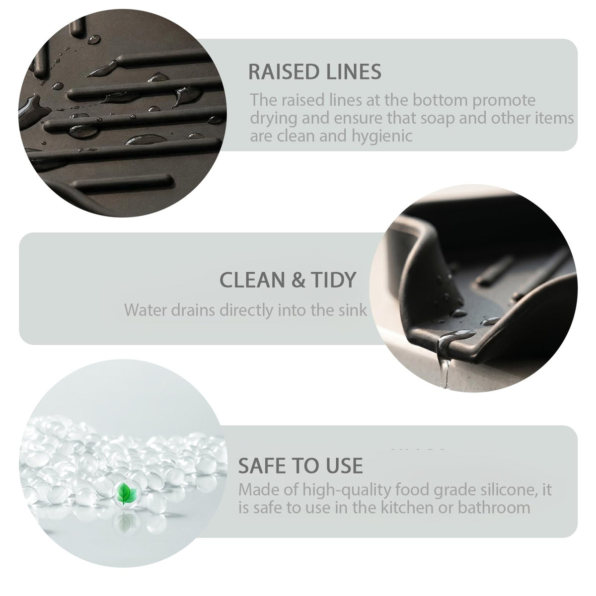 Silicone Soap Dish - Self-Draining Sink Tray