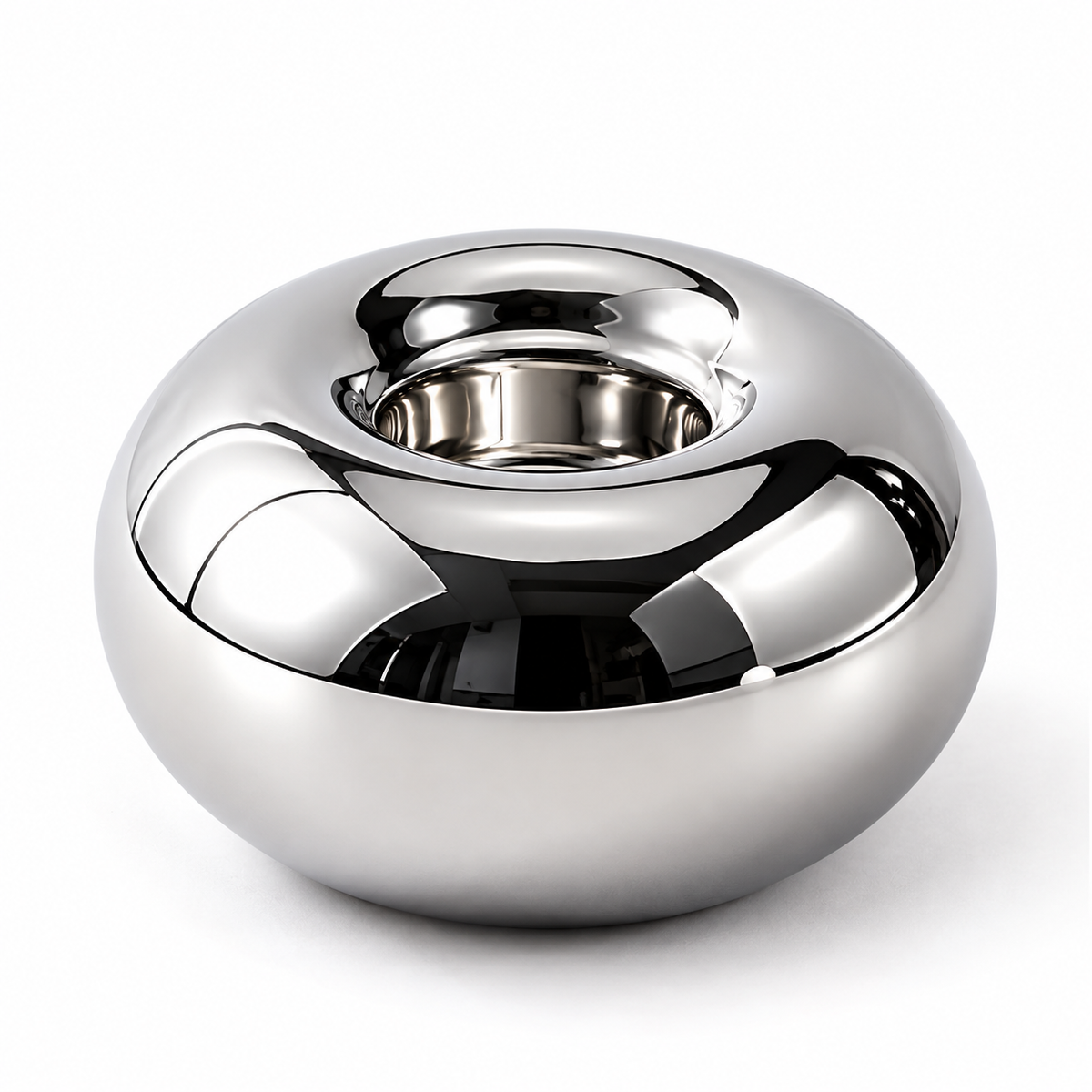 Silver Orb Taper Candle Holder