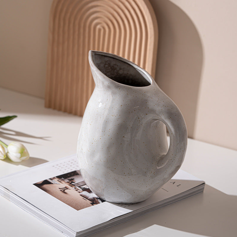 Speckled Ceramic Pitcher Vase